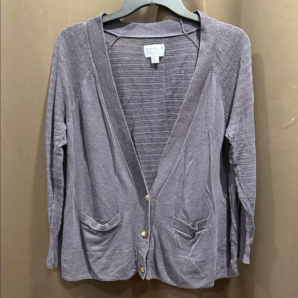 Y2K American Eagle Outfitters Charcoal Gray Button Up Cardigan w/Pockets, Large